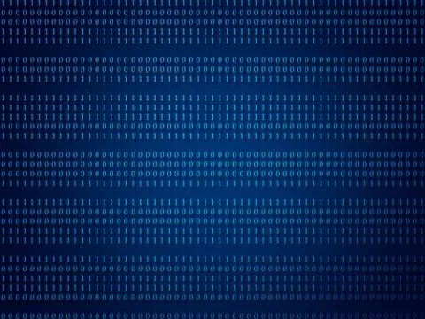 Blue digital binary data on computer screen Illustrazione stock