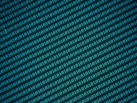Blue digital binary data on computer screen. Stock Photos
