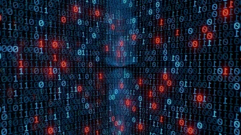Blue digital binary data digits seamless loop  animation Video stock 99339415