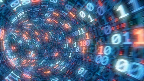 Blue digital binary data digits tunnel seamless loop  animation Stock Footage 99802901