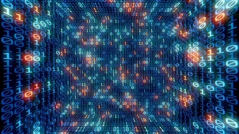 Blue digital binary data digits close up scrolling on computer screen. seamle Stock-Footage 99951836