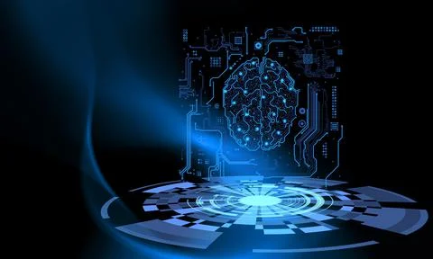 Blue digital brain circuit - technology concept board Stockillustratie