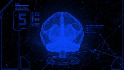 Blue digital brain scan of a human brain Stock Footage 155303830