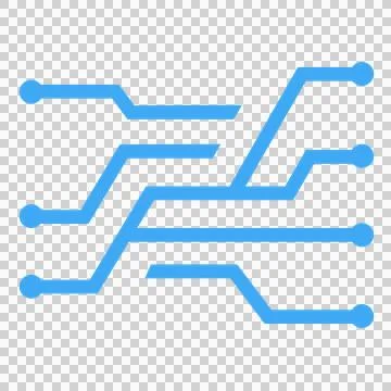 Blue digital circuit board lines icon for technology and data network. Stock Illustration