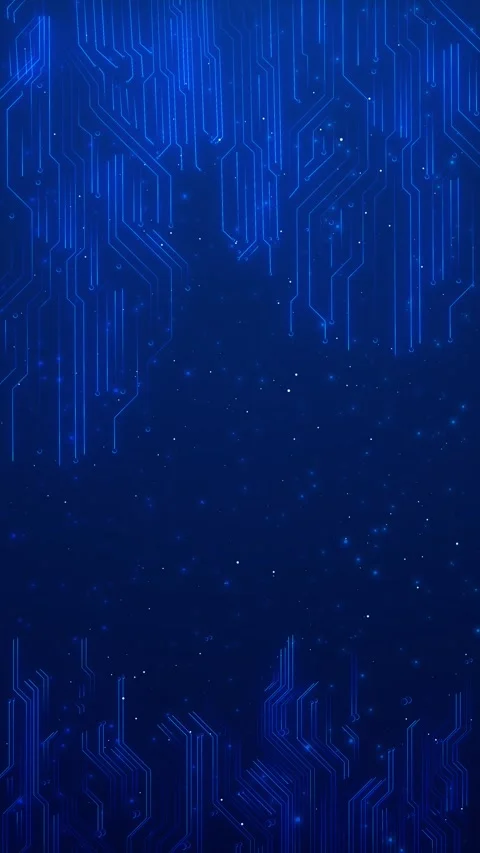 Blue Digital Circuit Particle Flow Technology Background Stock Footage 315418088