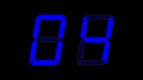 Blue digital clockface with 2 digits. 30 seconds digital timer. Blue digits on 스톡 동영상 331047629