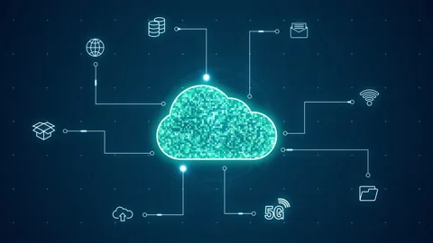 Blue digital cloud conputing with line connection Stock Footage 231587115
