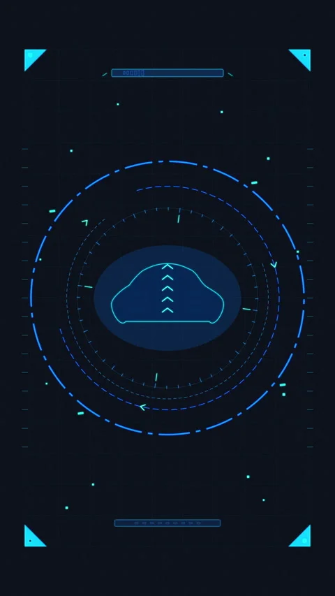 Blue digital cloud HUD data interface motion graphic loop Stock Footage 348325350