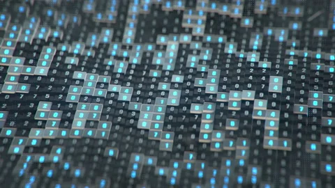Blue digital code 3D render seamless loop animation Stock Footage 159388362
