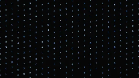 Blue digital code and symbols scrolling on a dark background 스톡 동영상 346663495