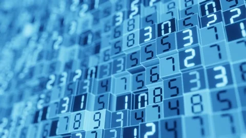 Blue Digital Code On Cubes Abstract Input Process Close-Up With Stock Footage 145651061