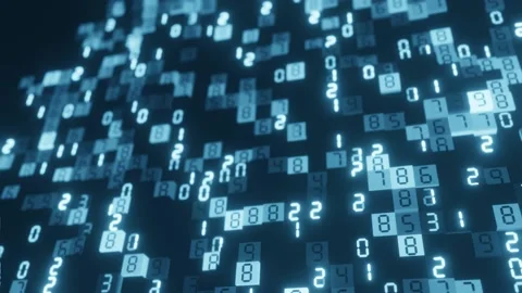 Blue Digital Code On Cubes Abstract Input Process Close-Up With Spread Stock Footage 145661297