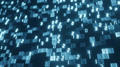 Blue Digital Code On Cubes Abstract Input Process Close-Up Light Blue. Stock Footage 145678828