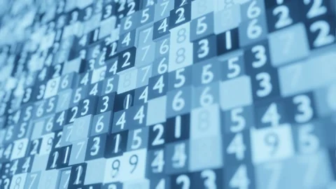 Blue Digital Code On Cubes Abstract Input Process Close-Up Light Blue. Stock Footage 145678893