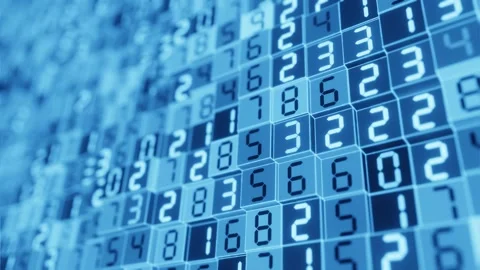 Blue Digital Code On Cubes Abstract Input Process Close-Up Light Blue. Stock Footage 145680052