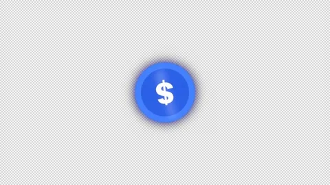 Blue Digital Coin Rotation Animation Alpha Transparent Background Stock Footage 334113573