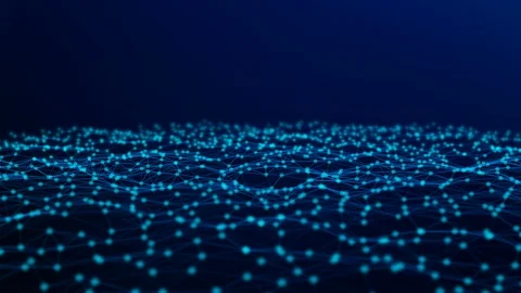 Blue digital computer data and network connection triangle lines and spheres  Video stock 101482992