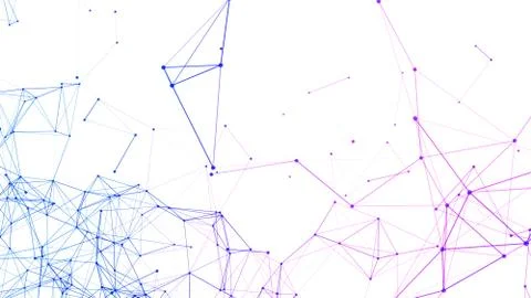 Blue digital computer data and network connection triangle lines and spheres  イラスト素材