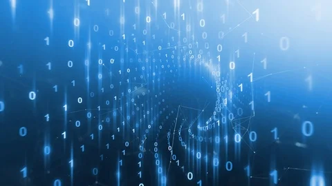 Blue digital computer data cyberspace tunnel Stock Footage 119289880