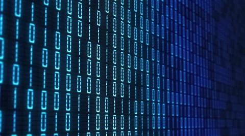 Blue digital computer readout, flashing digits Video stock 62853592
