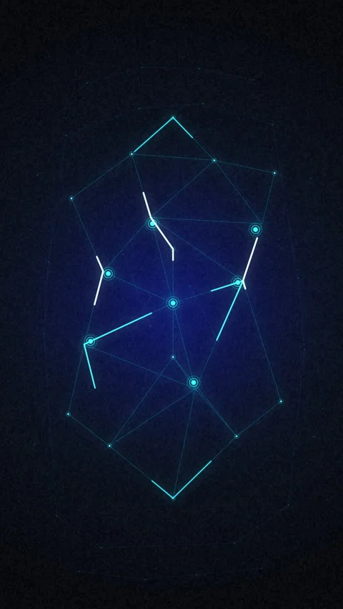 Blue digital constellation network, glowing lines, data points, connection mesh Stock Footage 347556266