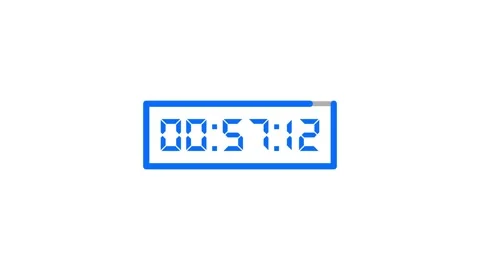 Blue digital countdown timer animation - abstract flat milliseconds clock. Stockbeeldmateriaal 340213569
