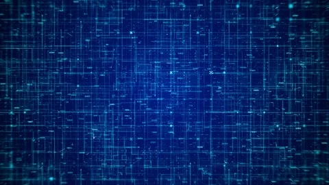 Blue Digital Cyber Grid Background – Futuristic Technology HUD Data Screen Stock Footage 335809613