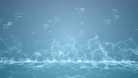 Blue digital cyberspace digital data network connections with lines and dots Stock Footage 150409829
