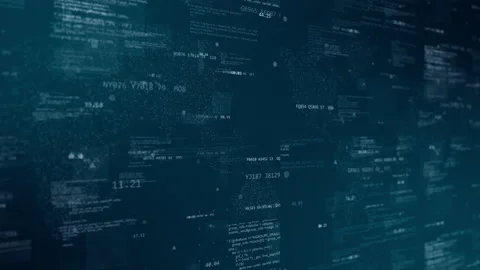 Blue digital cyberspace with program code on futuristic map background Stock Footage 169399478