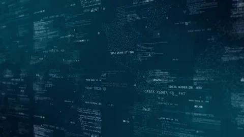 Blue digital cyberspace with program code on futuristic map background Stock Footage 169399675