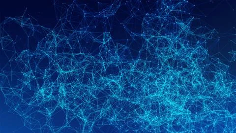 Blue digital data and network connection triangle lines and spheres in futuri イラスト素材