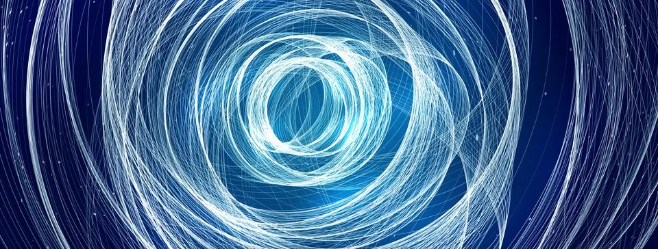 Blue Digital Data Flow Hurricane, Data Science Spiral Vortex Depth Tunnel, Big Stock-Illustration