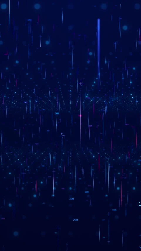 Blue digital data grid background with dotted perspective field, falling number Stock Footage 340552651