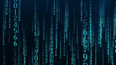 Blue Digital Data Rain Animation Futuristic Matrix Numbers Background Vídeos de archivo 319896979