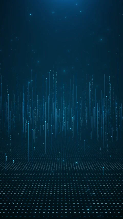 Blue Digital Data Rain Background Stock Footage 340408894