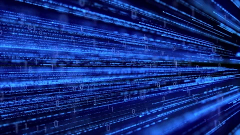 Blue Digital Data Stream with Binary Code Technology Background Video stock 138654488