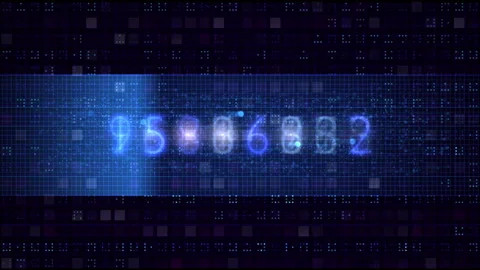 Blue Digital Data Stream Glowing Numbers and Grid Technology Background Stock Footage 330128449