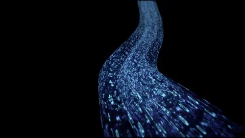 Blue Digital Data Stream or DNA Strand on Black Background Stock Footage 313742938
