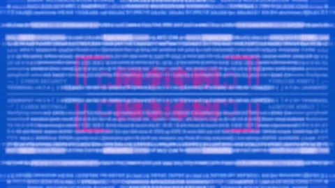 Blue Digital Data Text Streams with Red Glitch Brackets Abstract Background Stock-Footage 347450237