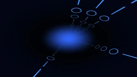 Blue Digital Data Tunnel with Racing Binary Code Streams and Cyan Glowing I.. Видео 345982191