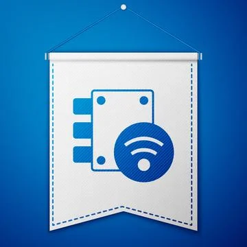 Blue Digital door lock with wireless technology for unlock icon isolated on blue イラスト素材