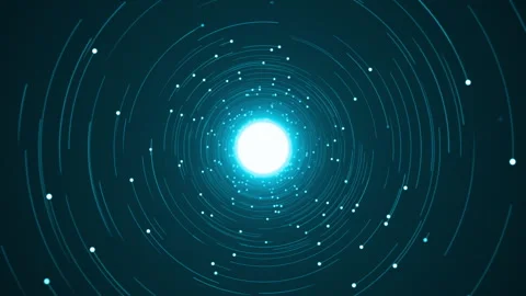 Blue digital dot technology floating rotation in circle Stock Footage 304265102