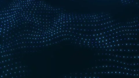Blue digital dot wave with flowing data particles on dark background, clean.. Stock Footage 343384177