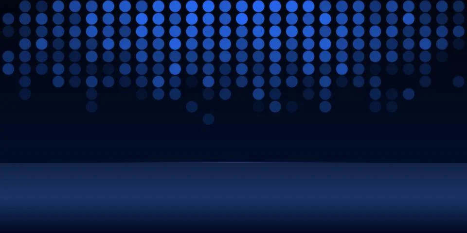 Blue digital dots background with dark stage floor Stock Illustration