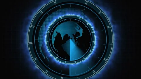 Blue Digital Earth Interface with Global Map and Progress Indicator globe w.. Stock Footage 331878207