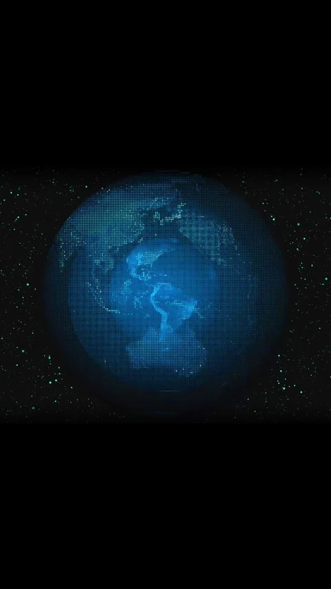 Blue Digital Earth with Starry vertical mobile video Background globe techn.. Stock Footage 344731557
