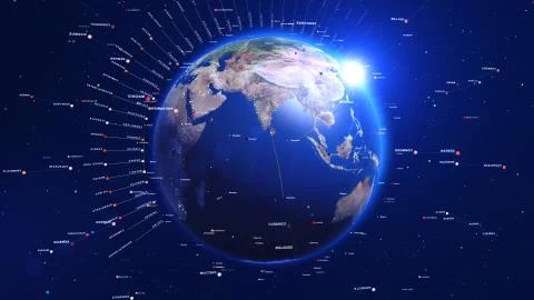 Blue digital earth. Technology concept. Illustrazione stock