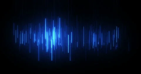Blue digital equalizer audio sound waves on black background, stereo sound Vidéo 252140940
