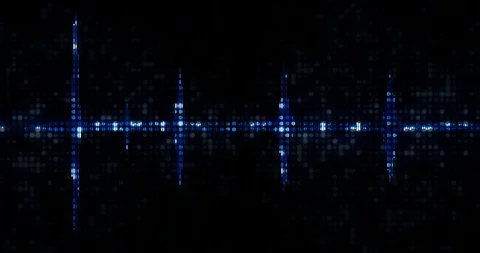 Blue digital equalizer audio spectrum sound waves on black background, stereo Video stock 86516504