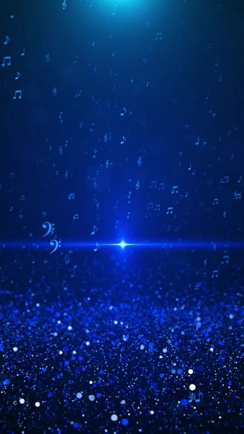 Blue digital equalizer musical notes rising, audio sound waves on black Stock Footage 312184745